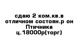 сдаю 2-ком.кв.в отличном состоян.р-он Птичника ц.18000р(торг)